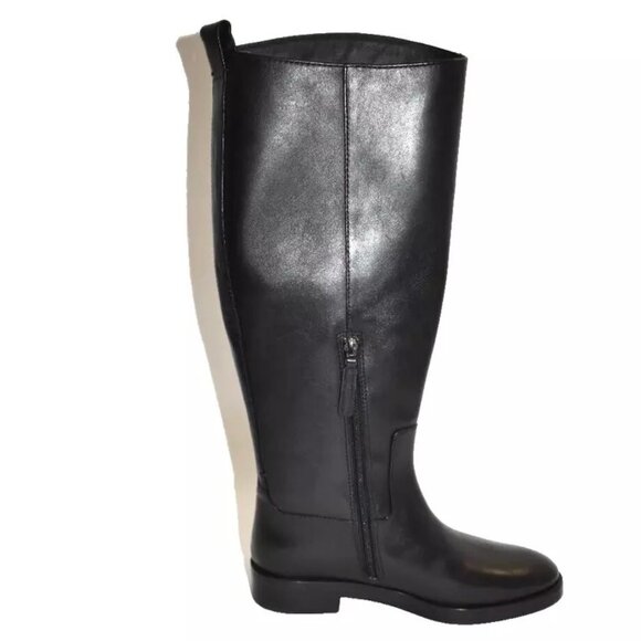 New! Tory Burch The Riding Boot Logo Embossed Black Size 7 W 143822 DD399 - Picture 4 of 7